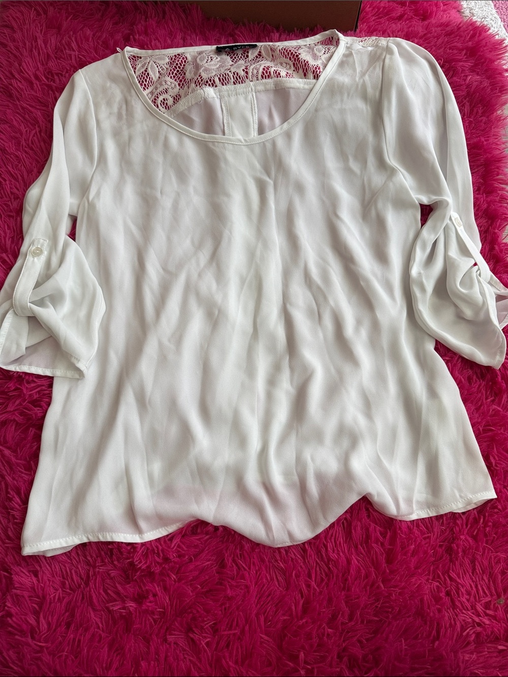 A. Byer White Lace-Back Blouse